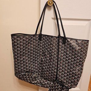 Goyard Black Chevron St. Louis GM Tote Bag Excellent Pre-Owned Condition